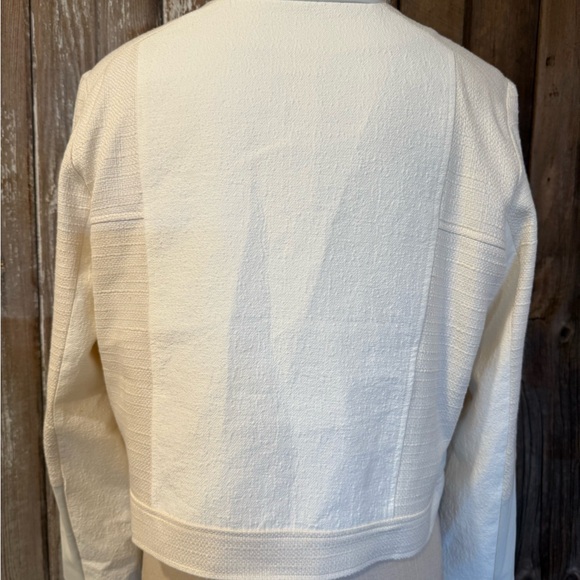 NWT CHICO’S Moto Jacket Size 2 (US 12) MSRP $149 Winter Wheat Cream with Pockets - Picture 9 of 16